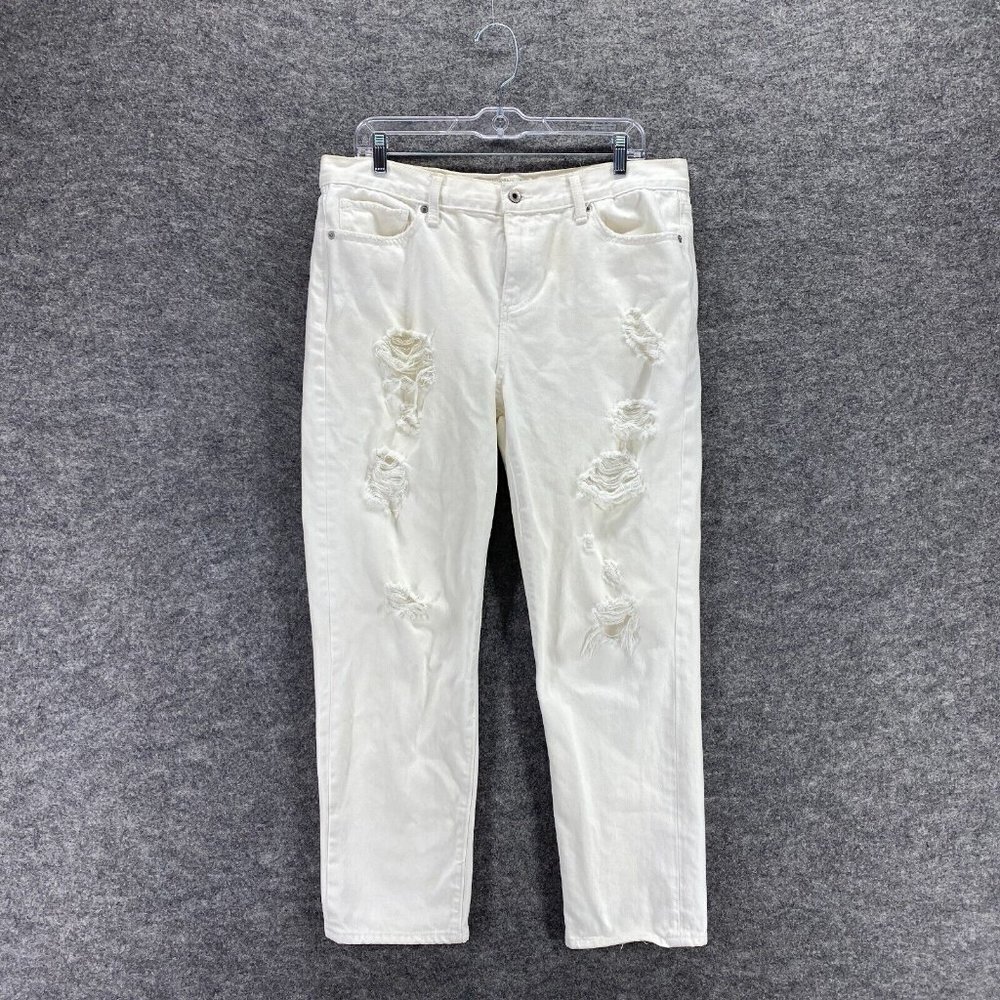 Lucky Brand Boyfriend Pants Women 12 Sienna Slim High Rise Distressed Skinny